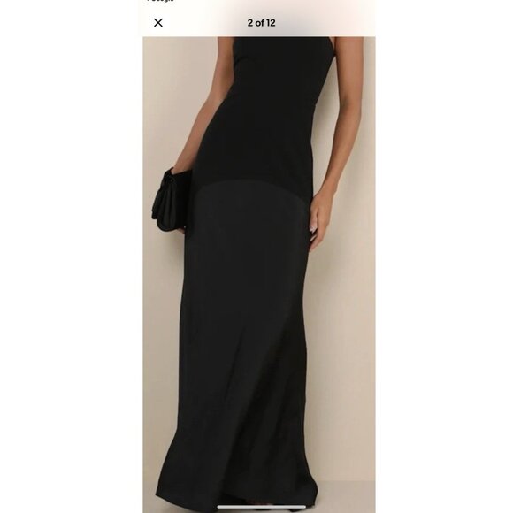 Lulus Compelling Style Long Strapless A-Line Maxi Dress Black S Small Silky NEW - Picture 7 of 16
